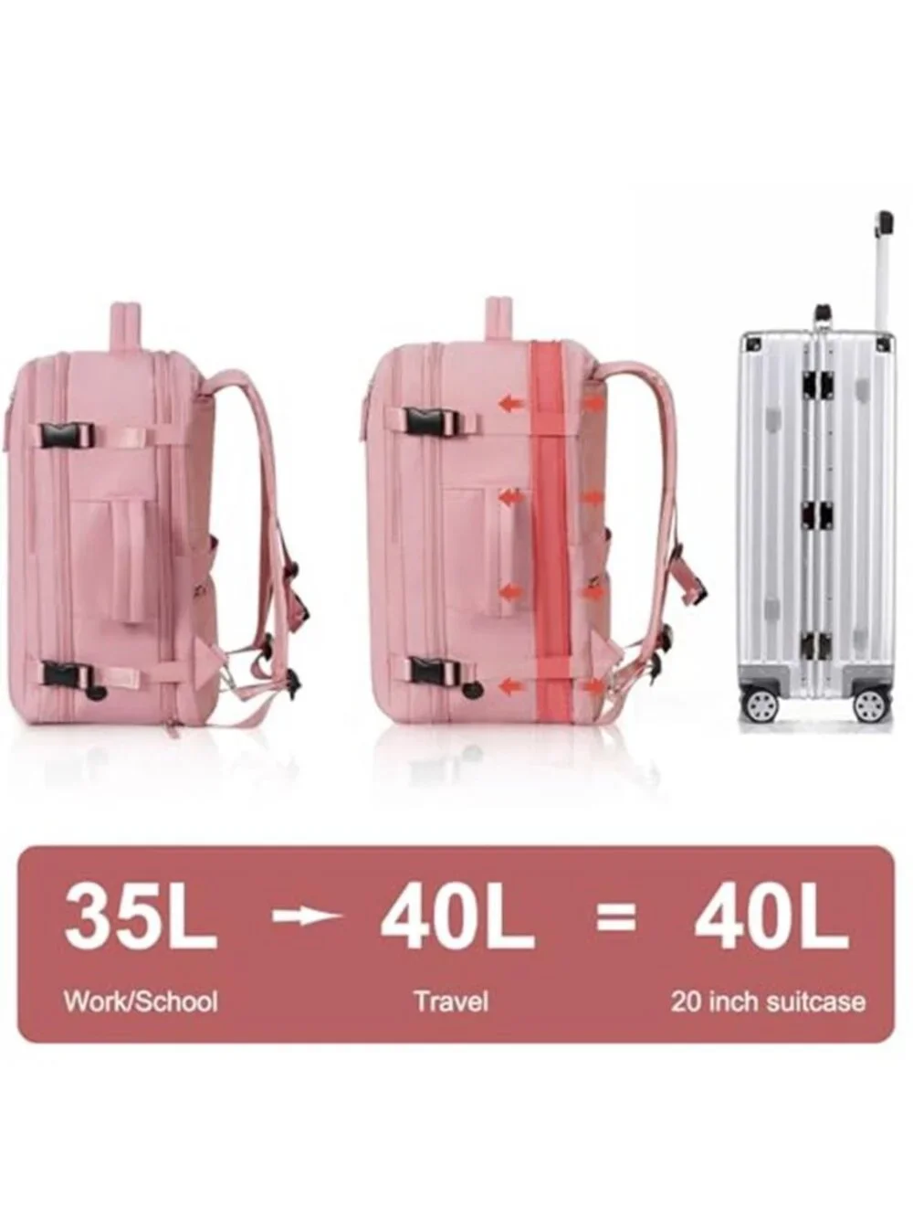 Travel Backpack Carry On 40L Expandable 17 Laptop Weekender Flight Personal Item